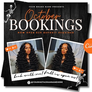 October Booking Flyer, October Books Flyer, Halloween Booking Flyer, Hair Flyer, Nail Flyer, Makeup Flyer, Lash Flyer, Halloween Flyer