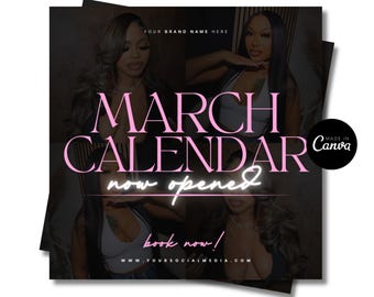 March Booking Flyer: Hair, Lashes, Nails MUA - Canva Template