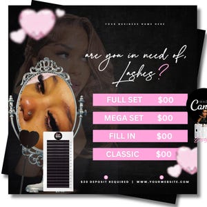 DIY Lash Booking Flyer Template: Premade Instagram Post Design