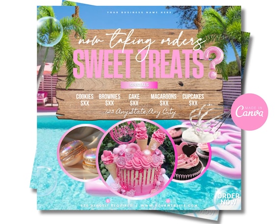 Bakery Flyer, Sweet Treats, Dessert, Cake Business