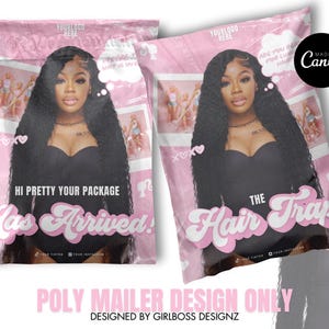 Peruk Polymailer Design: DIY hårförpackningsmall (Canva, digital nedladdning)