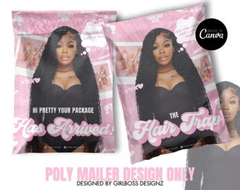 Wig Polymailer Design: DIY Hair Packaging Template (Canva, Digital Download)