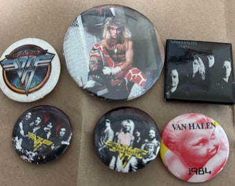 Van Halen and David Lee Roth Rock Music pin lot 14 vintage pins buttons
