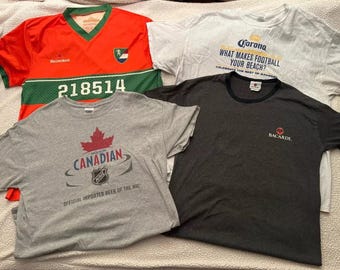 Camiseta Bacardi Ron Corona Cerveza Molson Canadiense Heineken Lote de 4 Camisetas de Fiesta Camisetas Tallas Grande a Extra Grande L XL Clásica