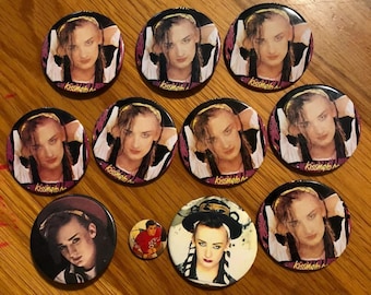 Culture Club Boy George Rock Band Pinback Lot of 11 Pins Buttons 1980s Vintage