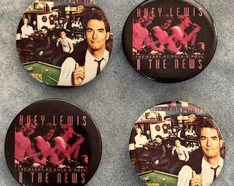 Huey Lewis Pin Lot of 4 Pins Buttons Pop Rock 1980s