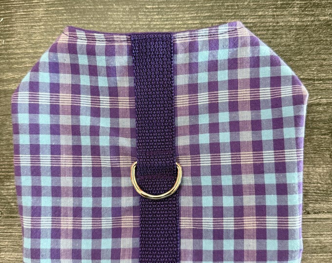 Featured listing image: Purple and blue plaid Dog Harness Vest