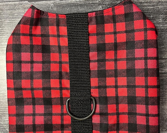 Featured listing image: Red Plaid holiday Dog Harness Vest