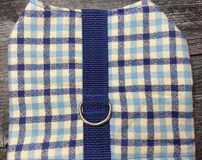 Featured listing image: Blue Plaid Dog Harness Vest