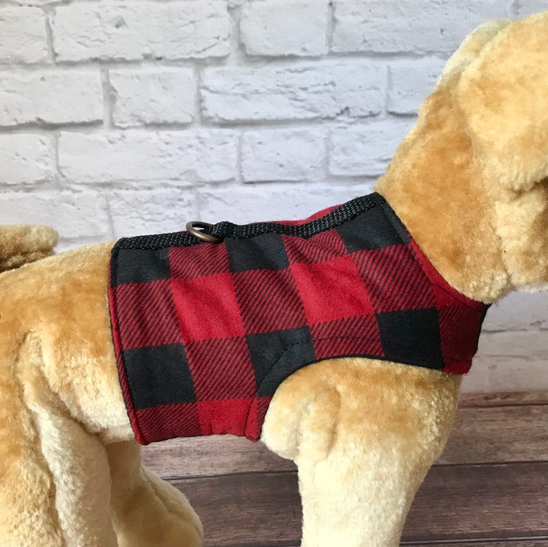 Red Buffalo Plaid Dog Harness Vest Etsy