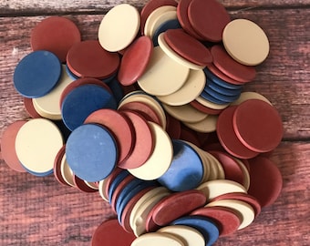 Lot of 106 clay vintage poker chips.