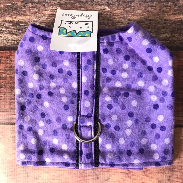 Purple polka dot Dog Harness Vest