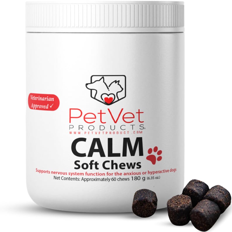Pet Vet Calming Chews for Dogs, Dog Anxiety Relief (Beef Liver) Stress Relief, Dog Supplements for Hyperactive Dogs, Dog Anxiety Chews image 1