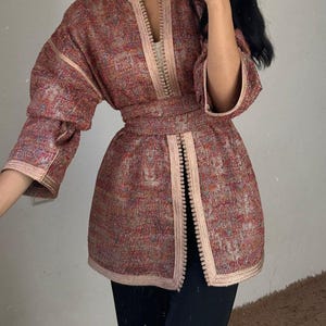 Pink Moroccan Jabadour – Handmade 3-Piece Caftan Set with Mdema and Pants – Traditional Eid & Wedding Outfit for Women- custom made sizes