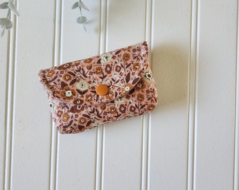 Quaint Cottage Rose MINI Snap Pouch, Gift Card Pouch, Ear Bud Pouch, Lip Balm Pouch,