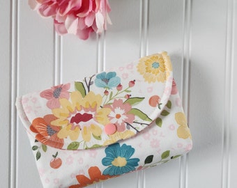 Spring's In Town Floral Snap Pouch, Large Snap Pouch, Cosmetic Pouch, Accessory Pouch, Sandy Gervais