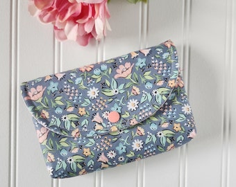 Garden Party Snap Pouch, Large Snap Pouch, Cosmetic Pouch, Accessory Pouch, Poppie Cotton