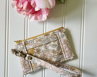 Golden Girl ID Wristlet Wallet, Mini ID Wristlet Wallet, Zipper ID Wallet Wristlet, Indy Bloom Golden Girl