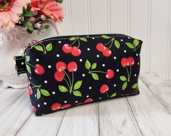Box Pouch, LARGE Zipper Box Pouch, Boxy Pouch, Cherry Box Pouch, Toiletry Bag, Cosmetic Pouch,, Travel Box Pouch
