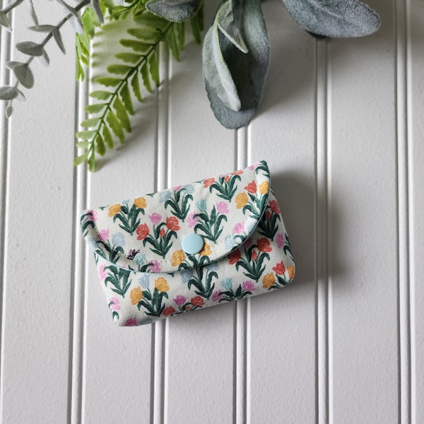Rifle Paper Co MINI Snap Pouch, Gift Card Pouch, Ear Bud Pouch, Lip Balm Pouch, Rifle Paper Co Curio Tulips