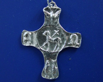 Alpha and Omega Cross solid sterling silver Canada   Religious Gift  Catholics Crucifix