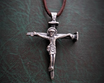 Holy Nail Cross Crucifixion of Jesus Tau Cross  Sterling silver 925 . Crucifix