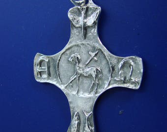 Alpha and Omega Cross solid sterling silver Canada   Religious Gift  Catholics Crucifix