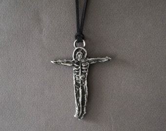 Tau Cross Jesus Christ Shroud of Turin. Contemporary  Heavy Sterling Silver cross Crucifix