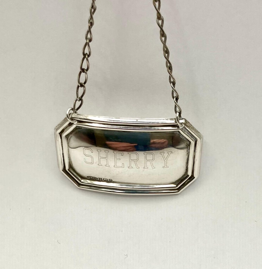 Silver Sherry Decanter Label - Hallmarked Henry Bushell, Birmingham ...