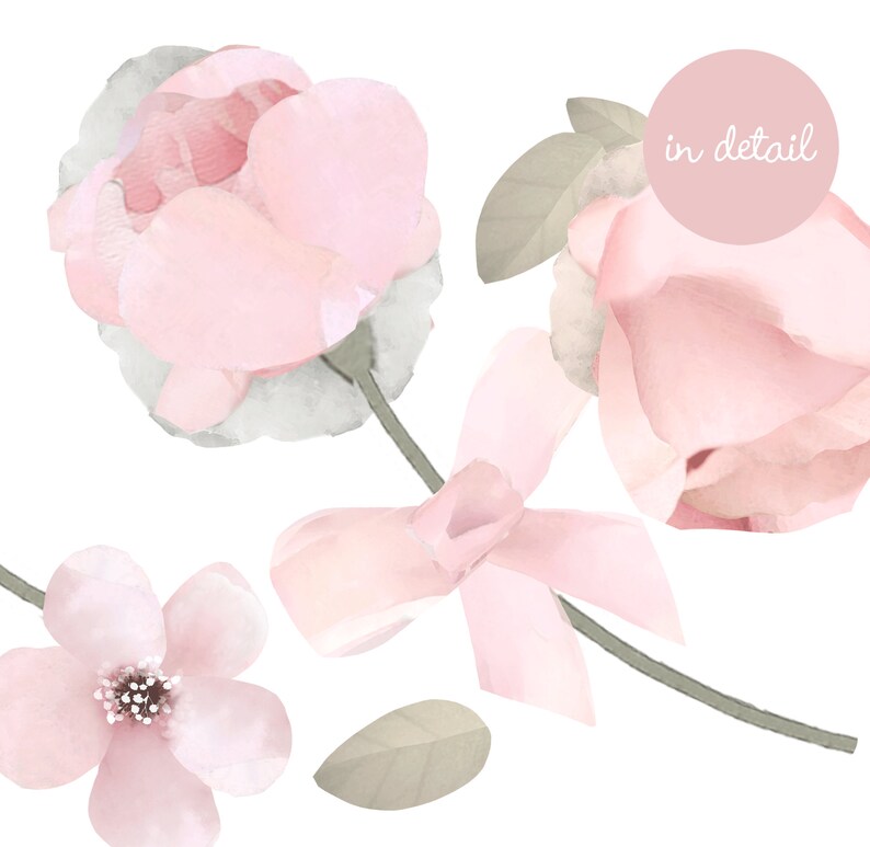 Flower Wall Stickers Fabric Decal Removable Nursery Floral Etsy