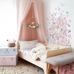 Pegatinas de pared con encantadores bosques de hadas para jardín: calcomanías de acuarela extraíbles para la decoración de la habitación de una niña.
