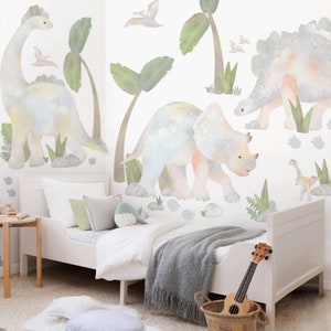 Grandi adesivi murali dinosauri per cameretta dei ragazzi, adesivi murali staccabili e attaccabili per camerette dei bambini, decorazioni per la cameretta dei bambini, arte murale giurassica