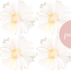 Flower Daisy Decals, Removable Nursery Floral Daisies Wall Stickers, Girls Bedroom Peony Decor, Kids Peonies Room image 6