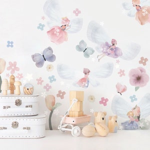 Extras Sheet | Fairy Garden Decal Wall Stickers, Reusable Fabric Wall Decals, Flying Fairies Removable Wall Stickers, Nursery Fairytale