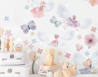 Enchanting Fairy Garden Wall Decals: Reusable Fabric Stickers for Nursery & Toddler Bedroom Decor