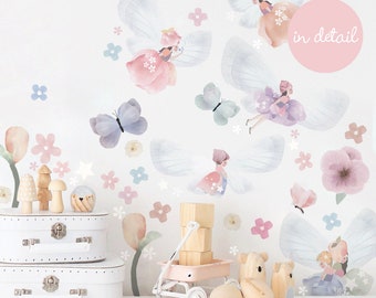 Extras Sheet | Fairy Garden Fabric Decal Wall Stickers, Removable Sticker, Fairies Fabric Removable Wall Stickers, Nursery Fairytale