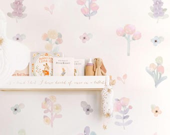 Wildblumen Boho Kinderzimmer Dekor Wandaufkleber, Babyzimmer Wandtattoo, Gänseblümchen Wandtattoo, wiederverwendbare und abnehmbare Blume