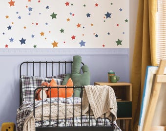 Cosmic Stars Wandaufkleber | Bunte Jungen Stoffaufkleber | Stern Aufkleber Kinderzimmer Dekor