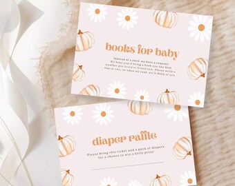Lotterikort för babyshower med pumpamotiv: Pumpabokstema (PDF-mall för nedladdning)