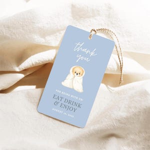Teddy Bear Baby Shower Favor Tags: Blue Thank You Tags (Editable, Instant Download)