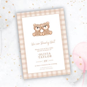 Teddybär-Babyparty-Einladung, Geschlecht Neutral-Babyparty-Einladung, wir können Bären-Thema-Babyparty-Einladung warten