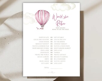 Rosa babyshower-spel: Skulle hon hellre vilja, flicka (digital nedladdning)