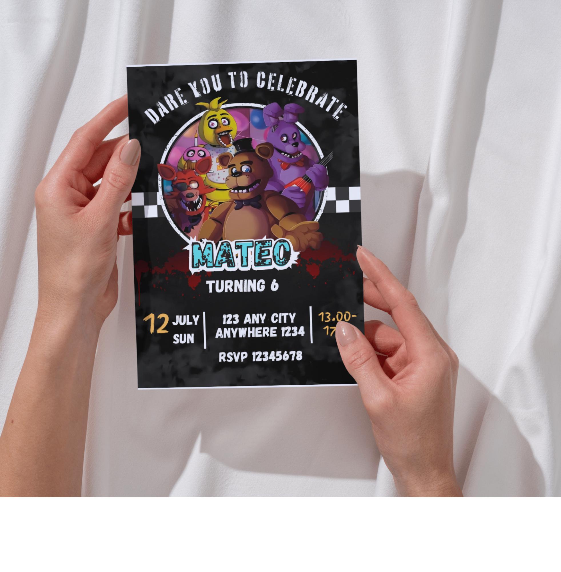 FNAF Birthday Invitation Template Five Nights at Freddy #39 s Party Invite FNAF Birthday Invitation Template Five Nights at Freddy #39 s Party Invite