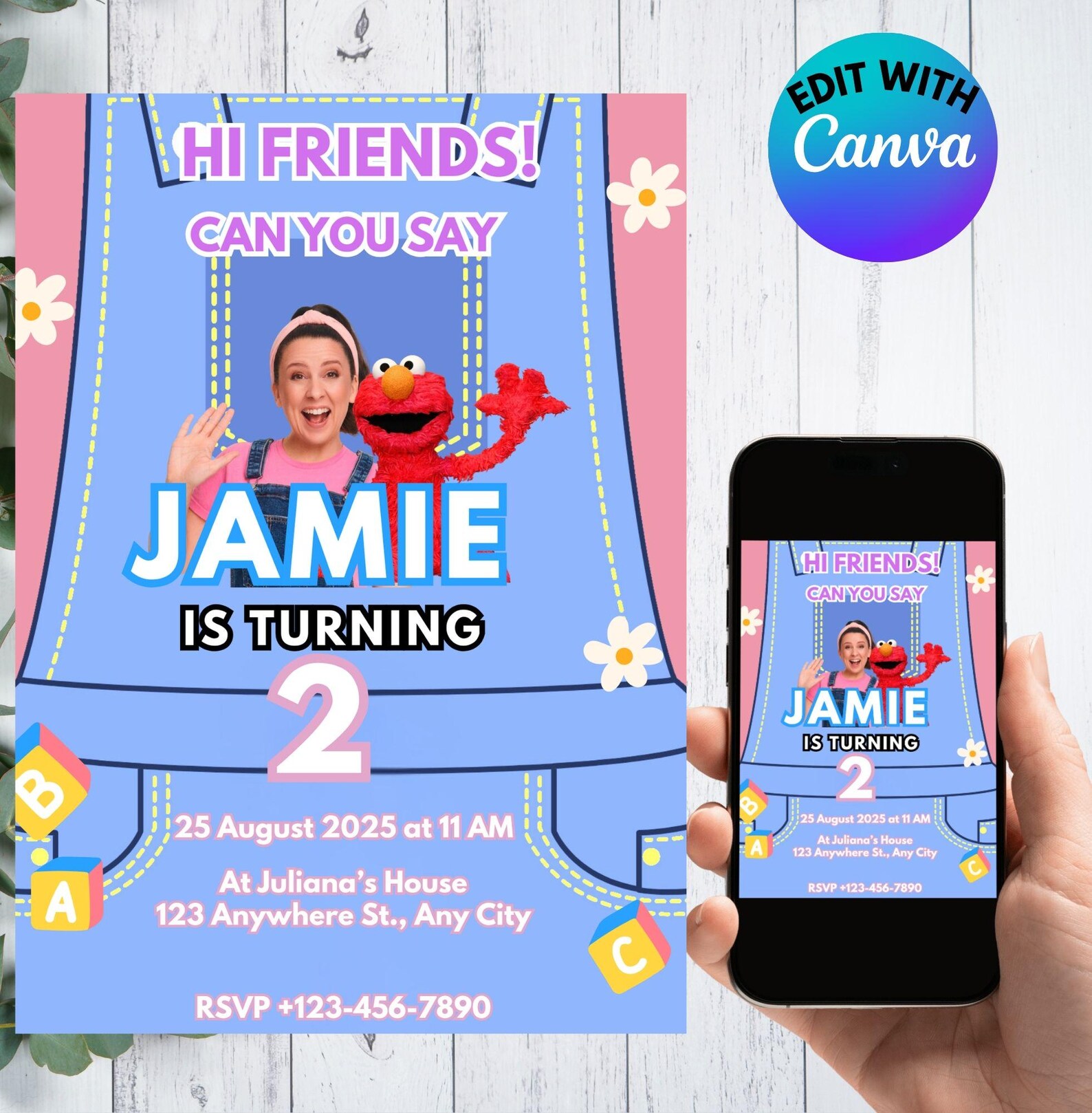 Ms. Rachel Birthday Invitation Editable Digital Invite Self-edited ...