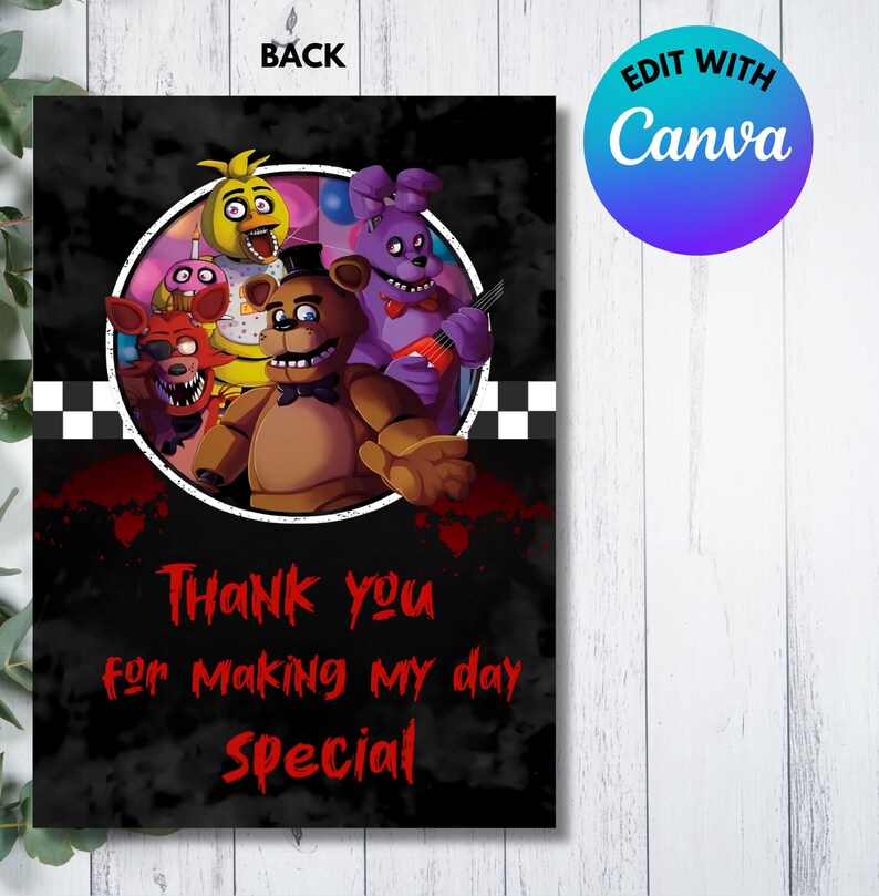 FNAF Birthday Invitation Template Five Nights at Freddy's Party Invite ...