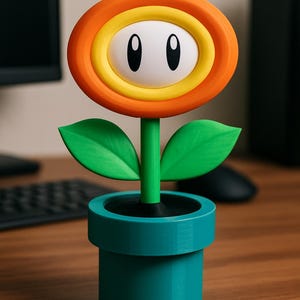 Super Mario Bros. Inspired Fire Flower | Warp Tunnel Pot Hidden Compartment | Multiple Sizes