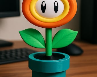 Super Mario Bros. Inspired Fire Flower | Warp Tunnel Pot Hidden Compartment | Multiple Sizes