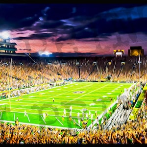 NCAA STADIUM Artistic Printed Painting - Notre Dame Fighting Irish Football Stadium - College Dorm - Panoramic Sports Poster - Print Only