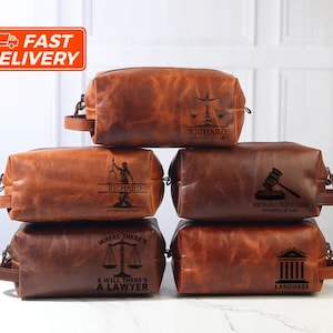 Personalized Leather Dopp Kit: Lawyer Gift, Law School Graduation, Groomsmen Gift