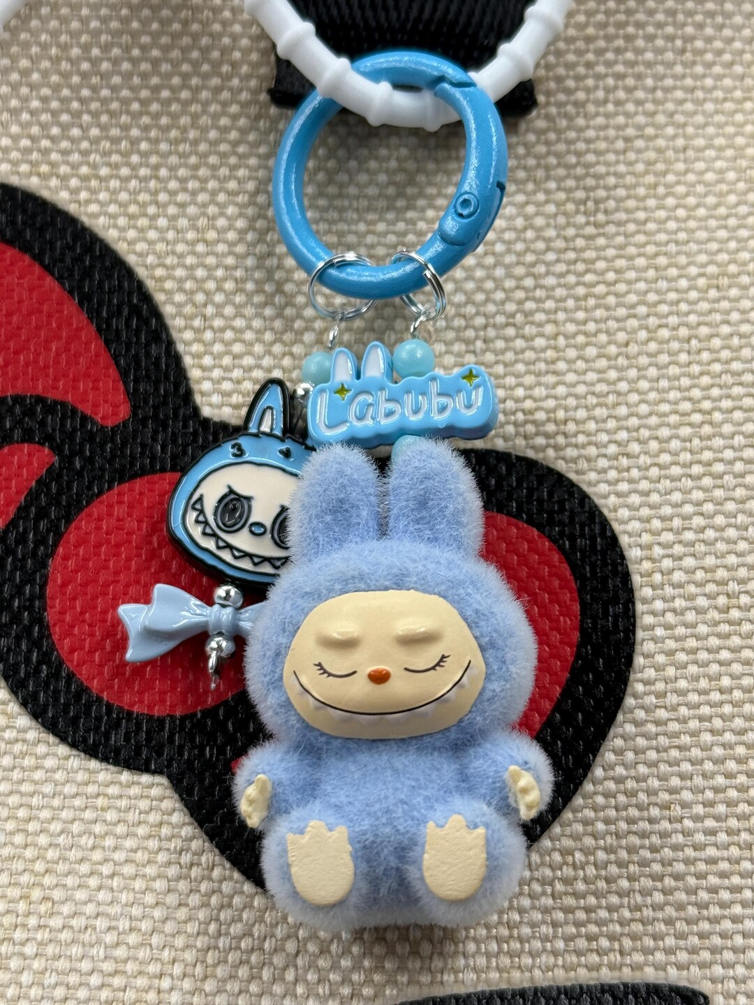 Labubu In Blue Blue- Minature Sitting Labubu Figurine With Labubu Charm Keychain - Etsy